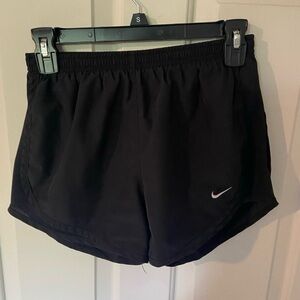 Nike DRI-FIT Black Women's Running Shorts with White Swoosh
